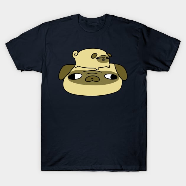 Pug Face and Little Pug T-Shirt by saradaboru